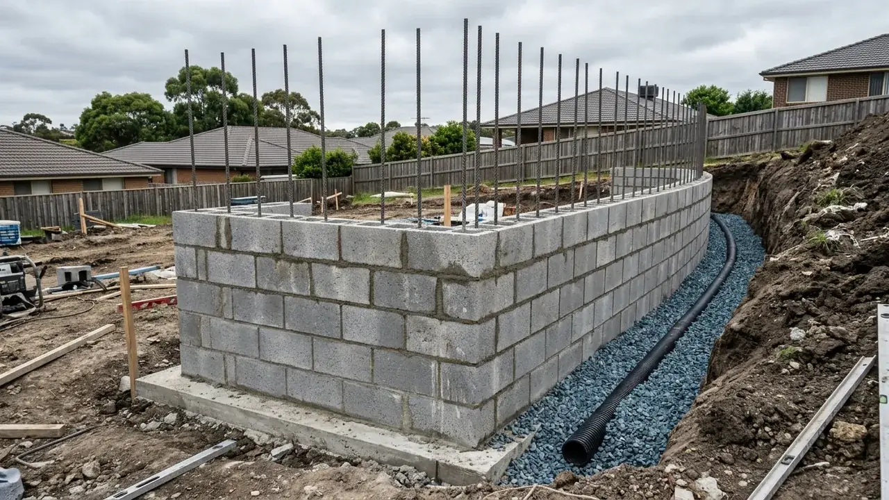 Besser Block Retaining Walls on a Brisbane residential block