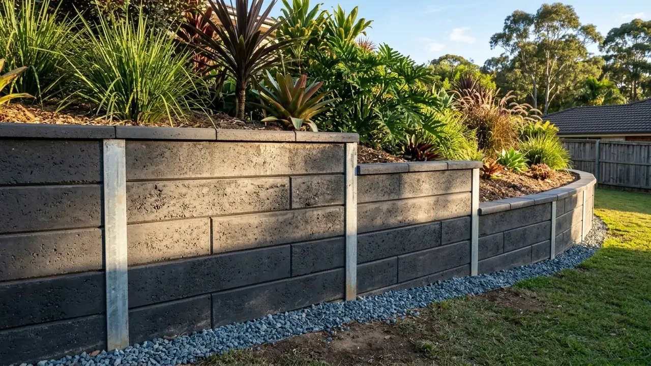 Concrete Sleeper Retaining Walls on a Brisbane residential block