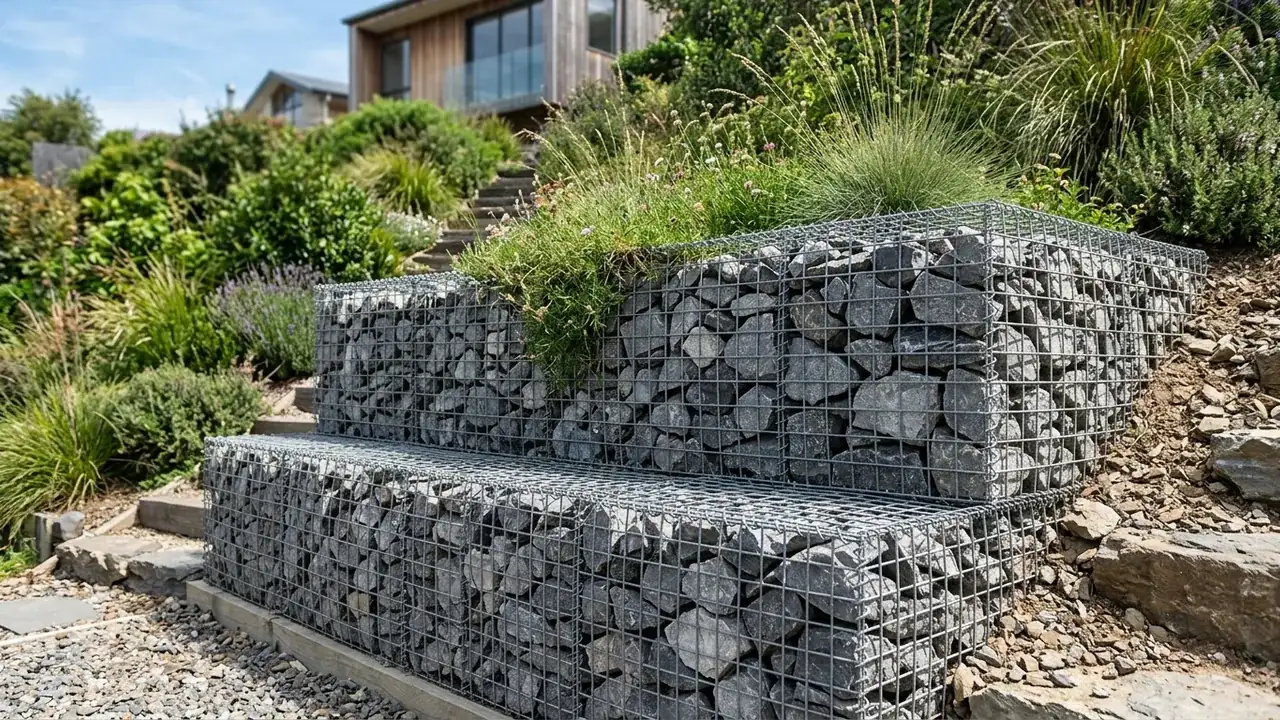 Gabion Retaining Walls on a Brisbane residential block